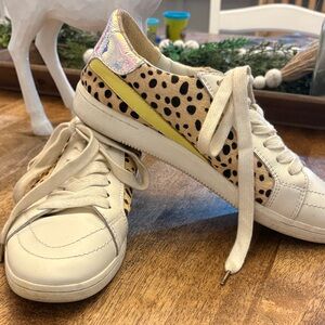 Dolce Vita White and Leopard Print Sneakers